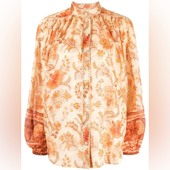 ZIMMERMANN Junie gathered embellished floral-print ramie blouse - Picture 4 of 8